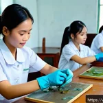 Home 19 문화재수리기술자 교육 기관 추천 - A detailed scene of Vietnamese cultural heritage restoration training at Hanoi Industrial Fine Arts ...